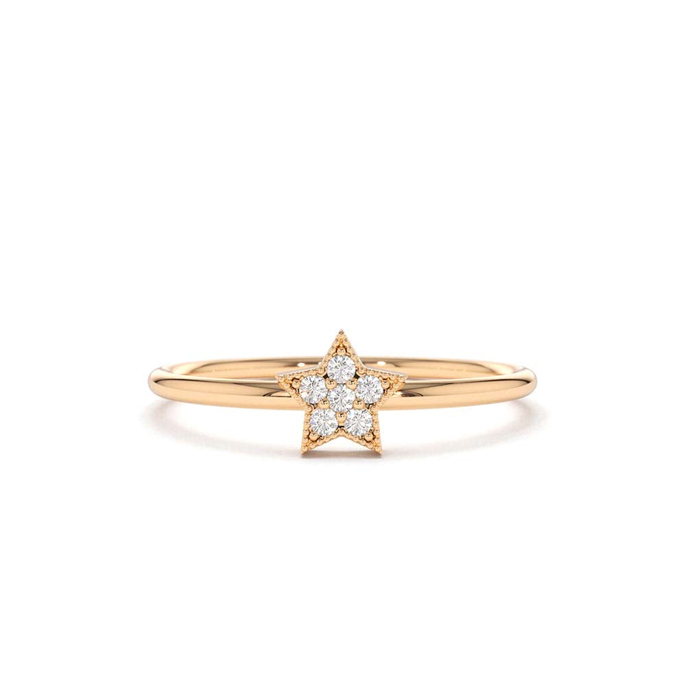 14K Gold Star Shaped Diamond Ring - view 2