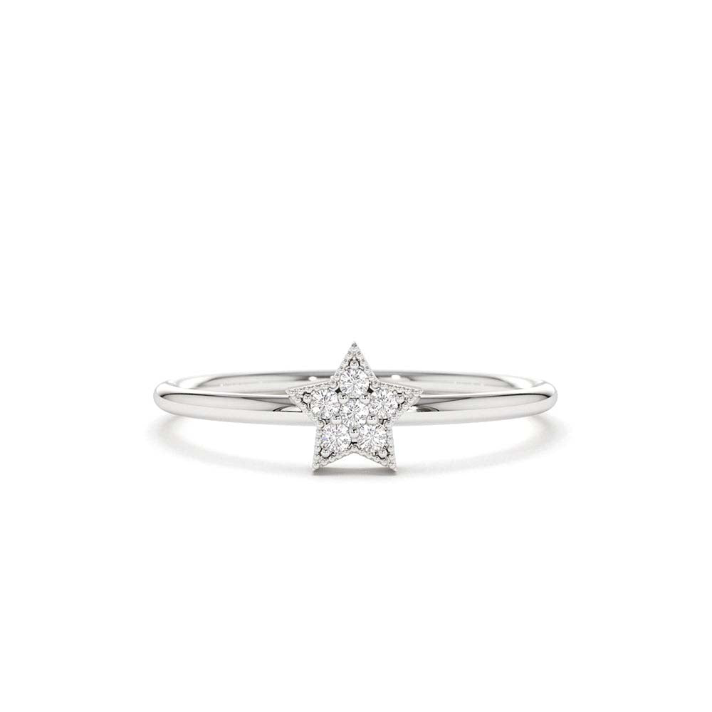 14K Gold Star Shaped Diamond Ring - view 3