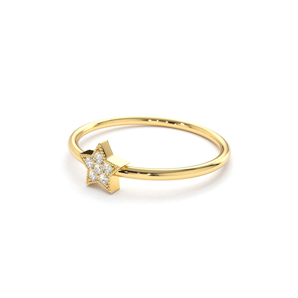 14K Gold Star Shaped Diamond Ring - view 4