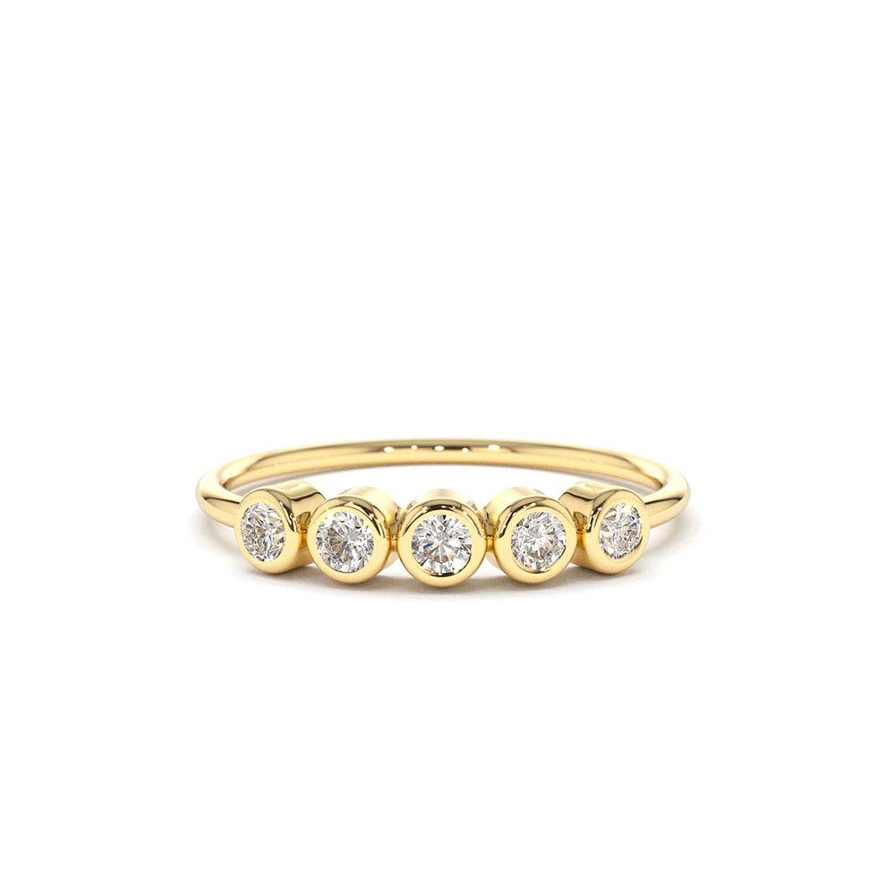 14K Gold Bezel Set Diamond Wedding Band by Orlina Fine