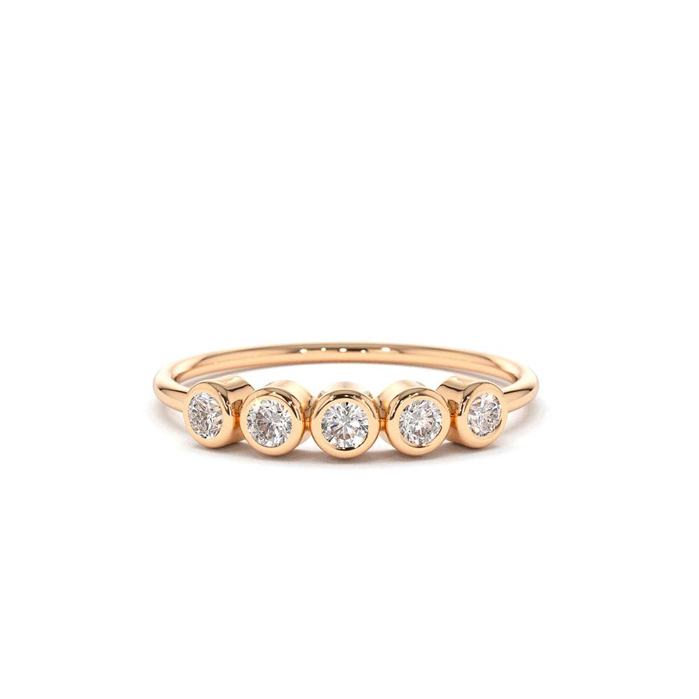 14K Gold Bezel Set Diamond Wedding Band - view 2