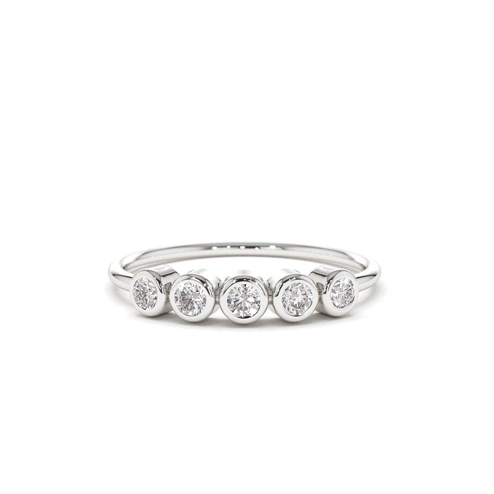 14K Gold Bezel Set Diamond Wedding Band - view 3