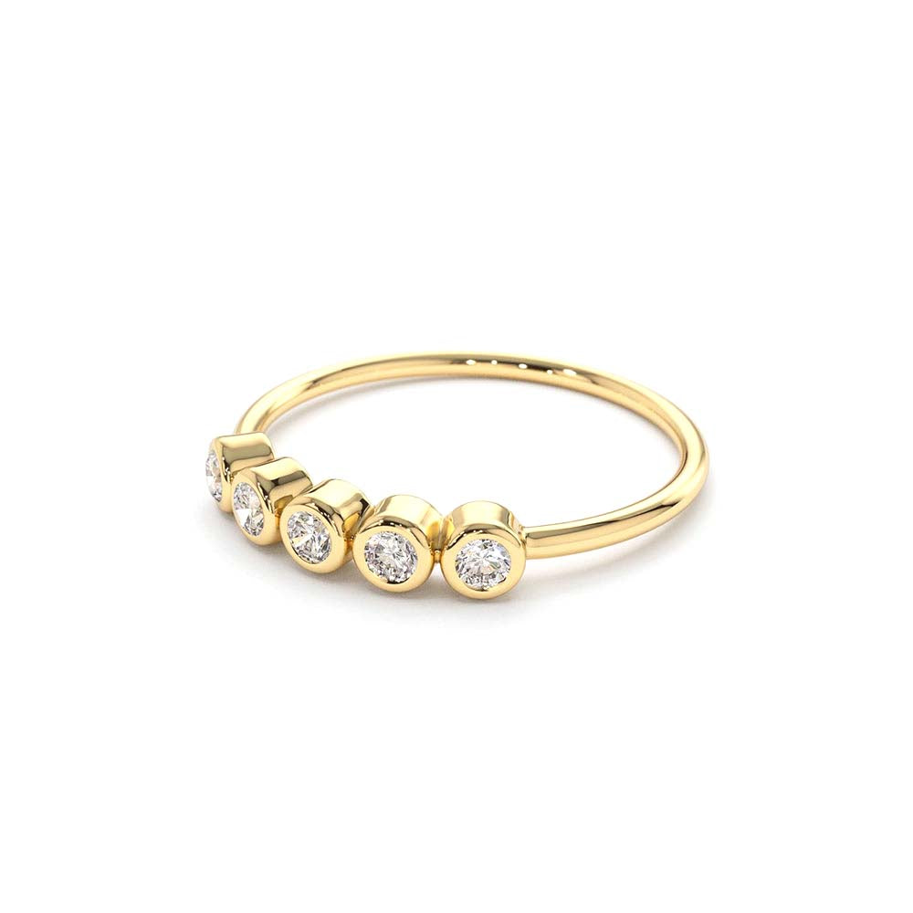 14K Gold Bezel Set Diamond Wedding Band - view 4