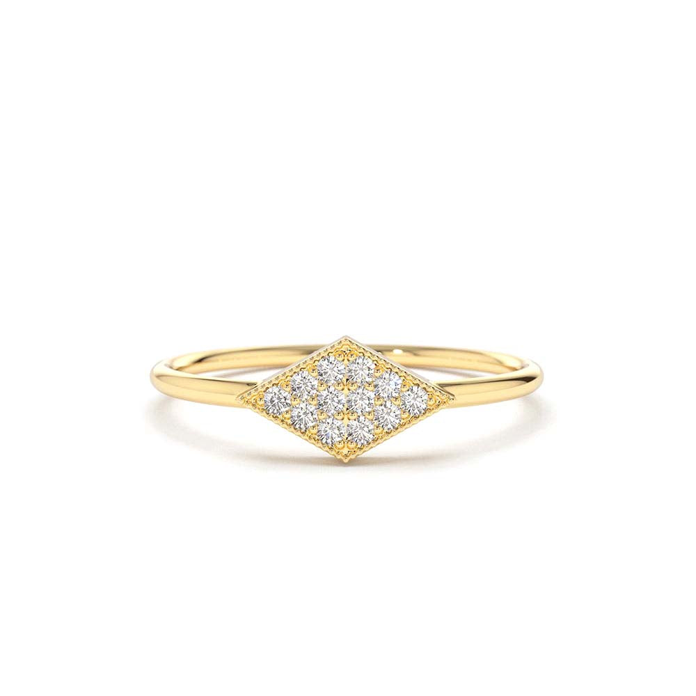 14K Gold Diamond Shape Micro Pave Ring by Orlina Fine