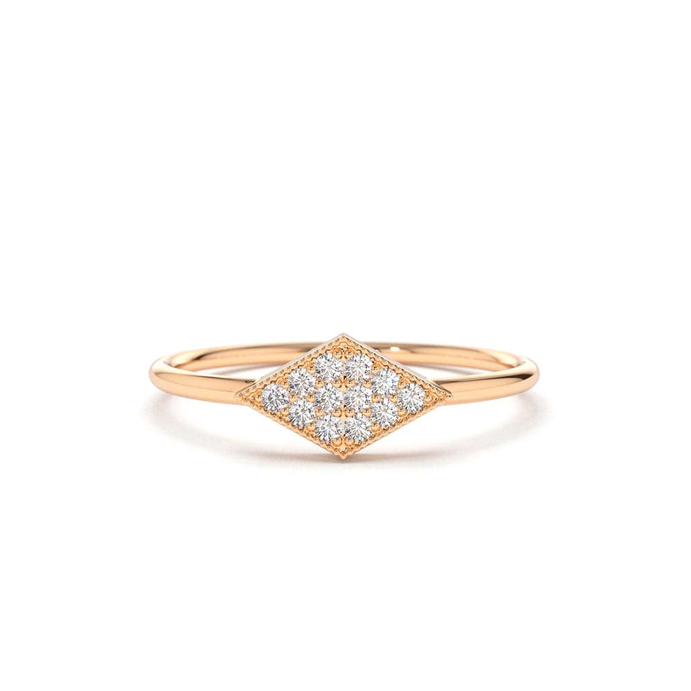14K Gold Diamond Shape Micro Pave Ring - view 2