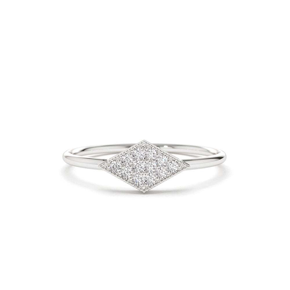 14K Gold Diamond Shape Micro Pave Ring - view 3