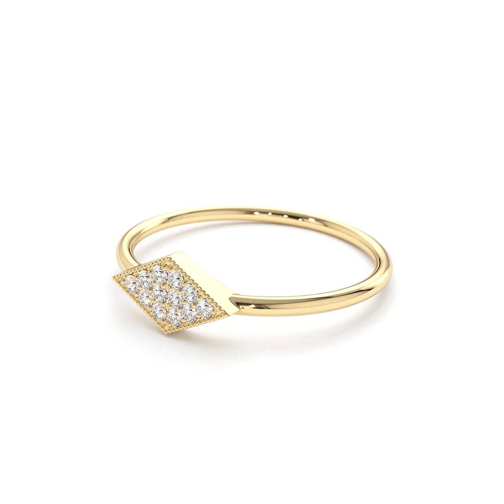 14K Gold Diamond Shape Micro Pave Ring - view 4