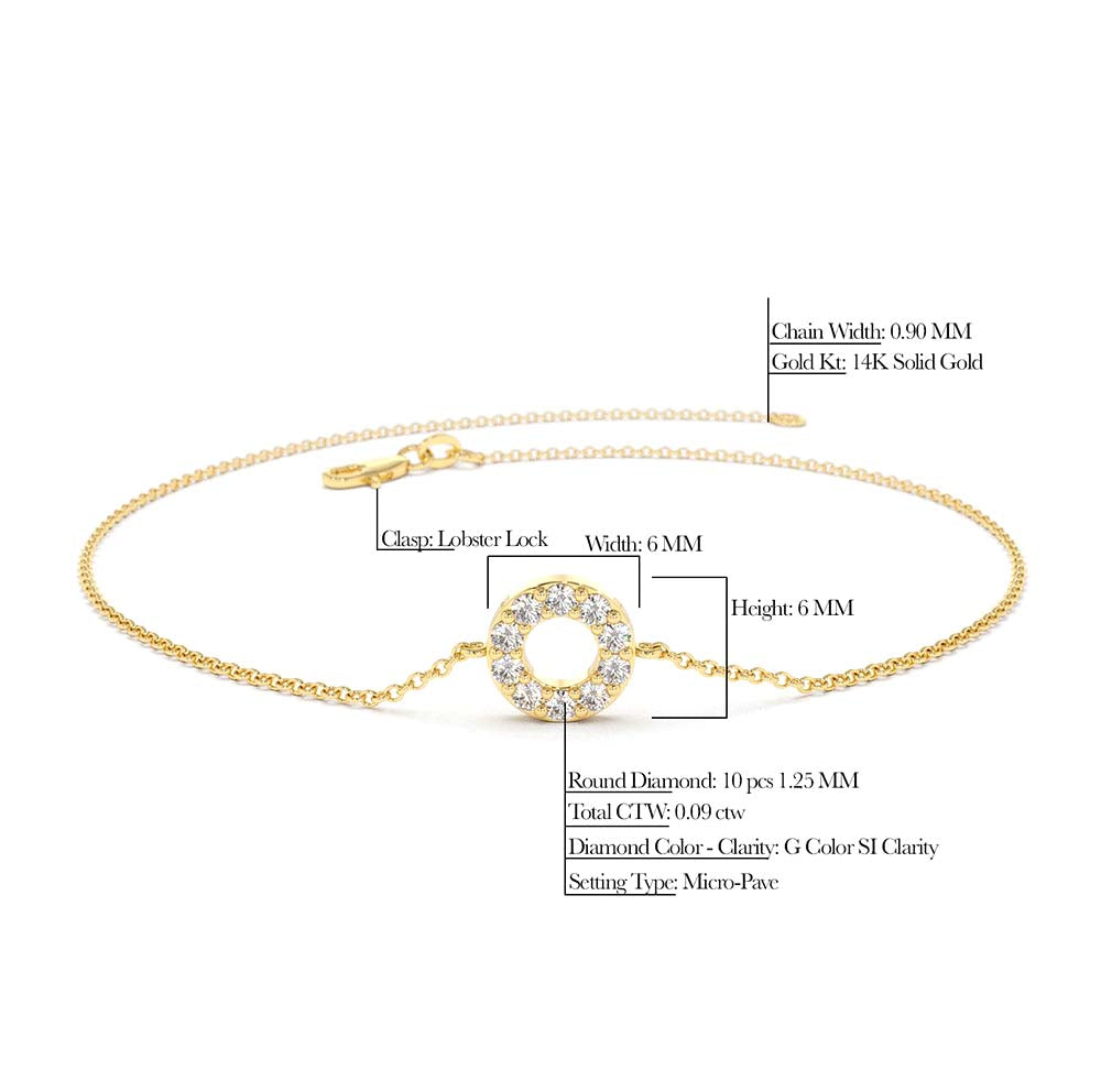 14K Gold Round Pave Diamond Bracelet - view 4