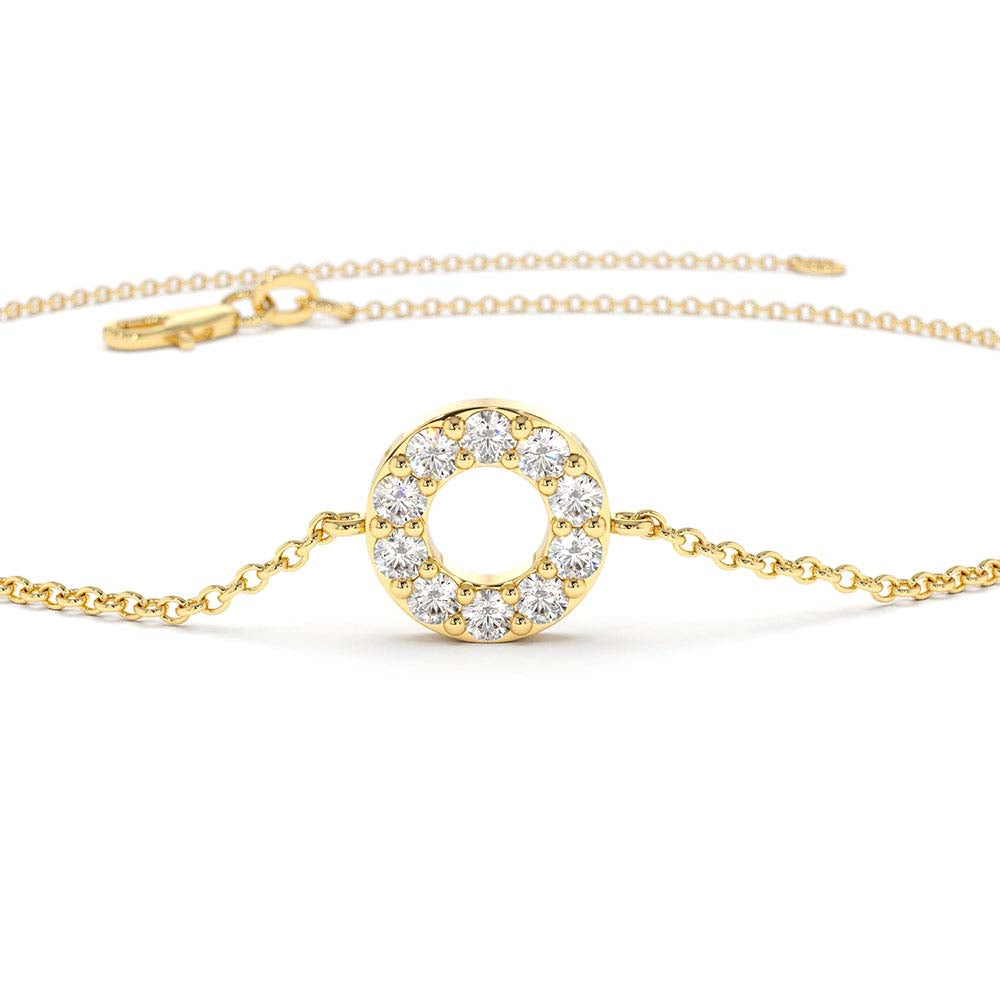 14K Gold Round Pave Diamond Bracelet - view 6