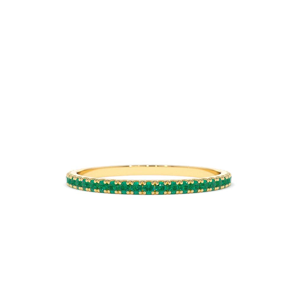 14K Round Emerald Eternity Band by Orlina Fine