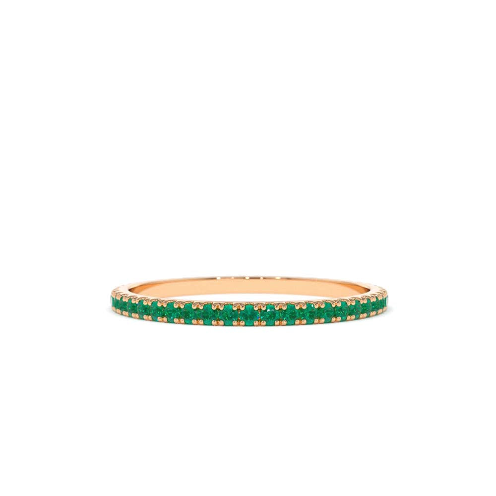 14K Round Emerald Eternity Band - view 2