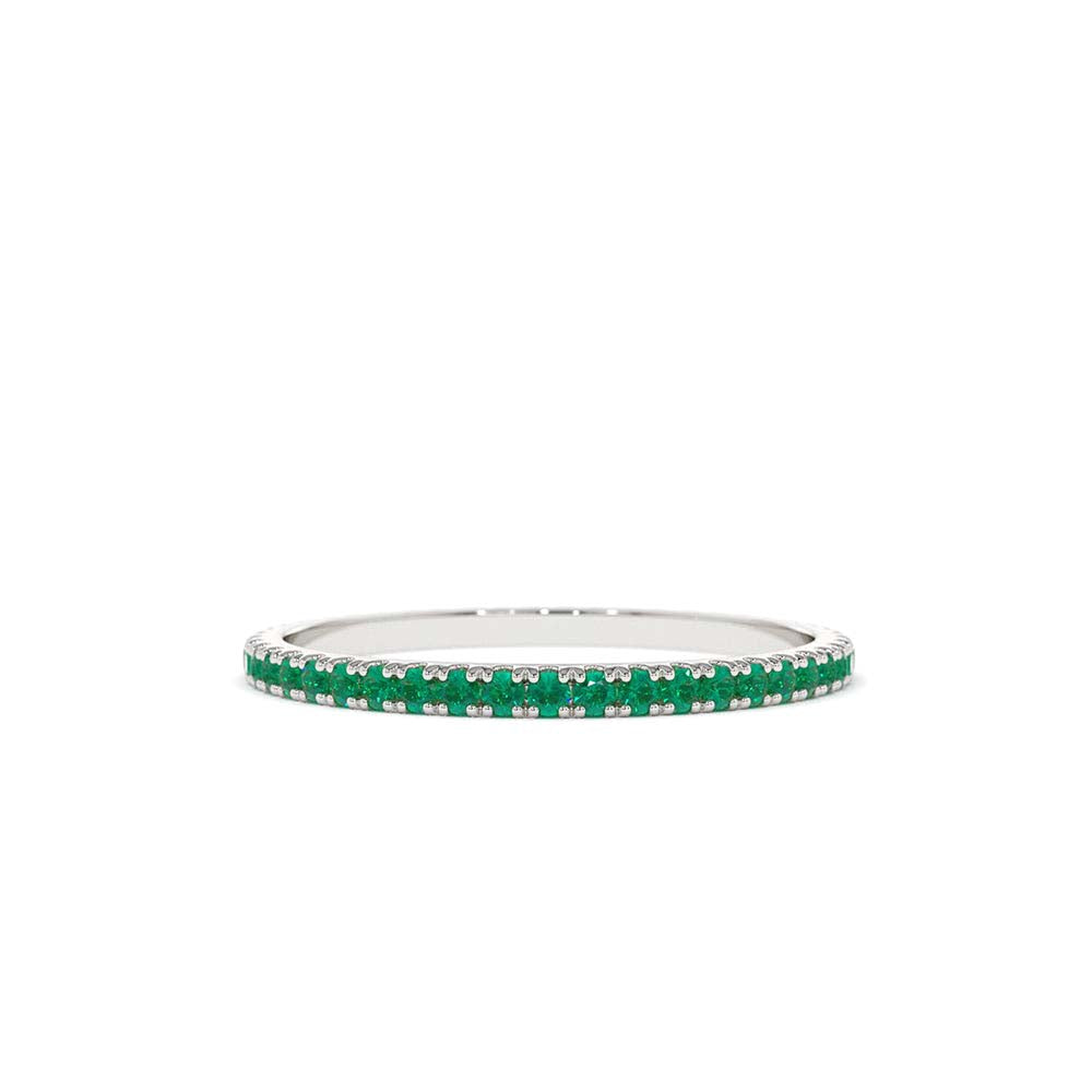 14K Round Emerald Eternity Band - view 3