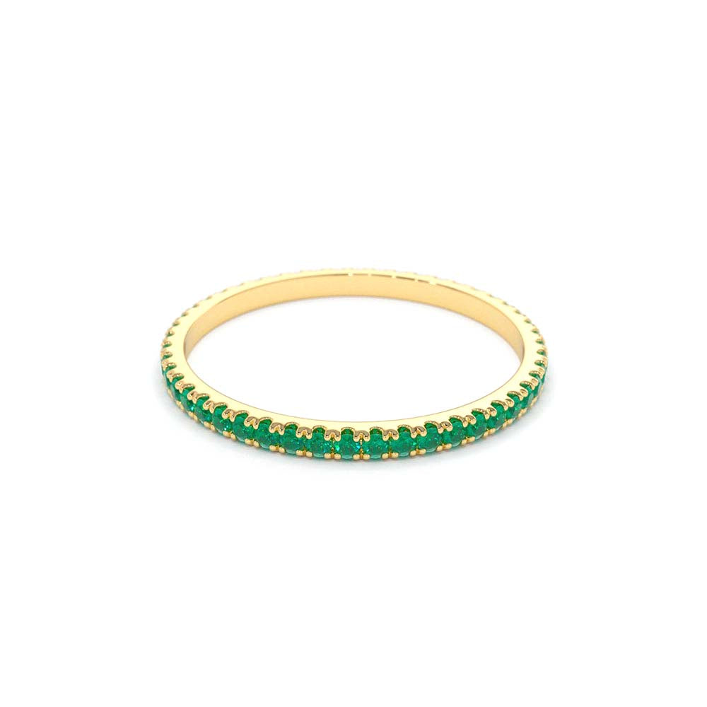 14K Round Emerald Eternity Band - view 4