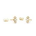 14K Gold Baguette and Round Cut Mix Diamond Earrings by Orlina Fine