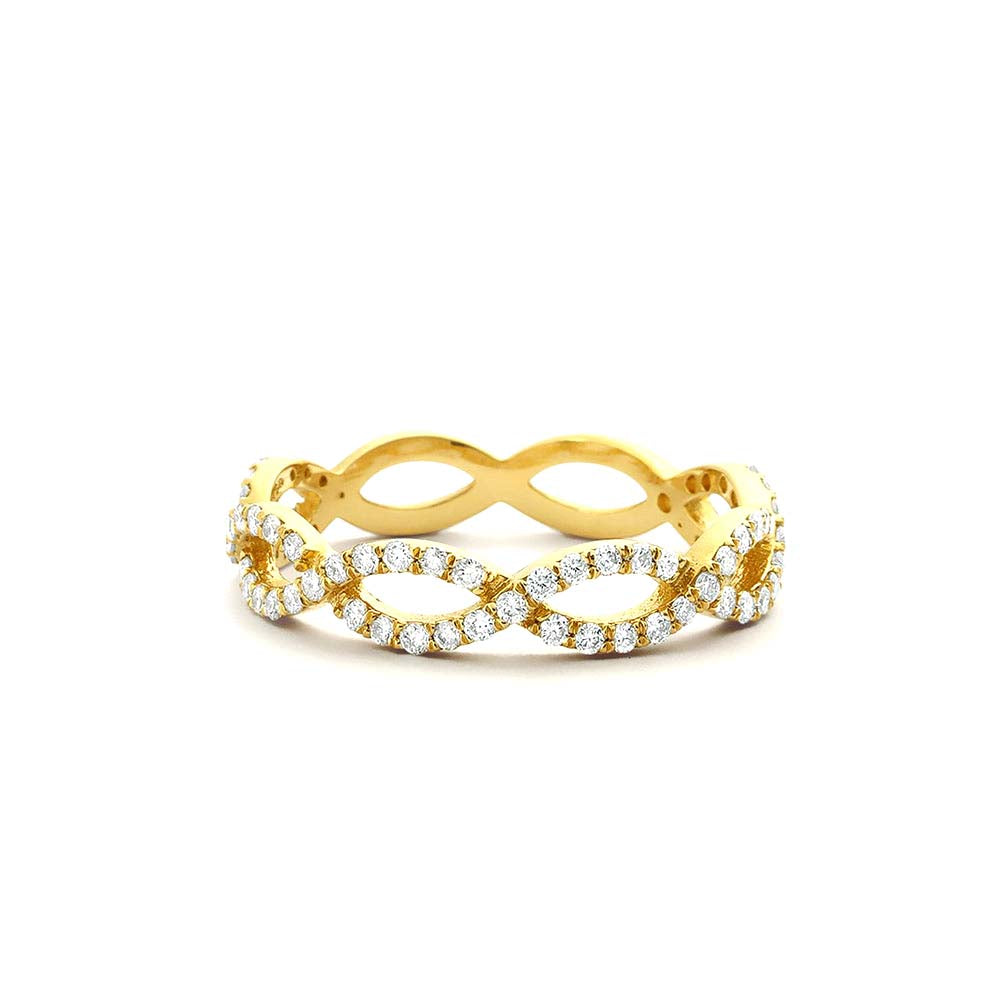 14K Gold Micro Pave Set Diamond Infinity Ring by Orlina Fine
