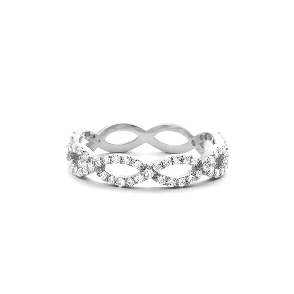 14K Gold Micro Pave Set Diamond Infinity Ring - view 3