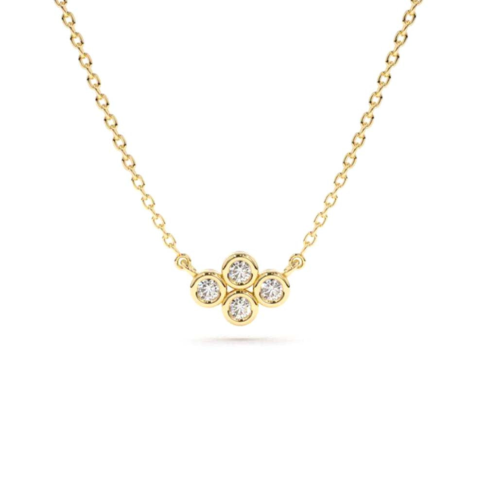 14K Gold Four Stone Diamond Cluster Necklace by Orlina Fine
