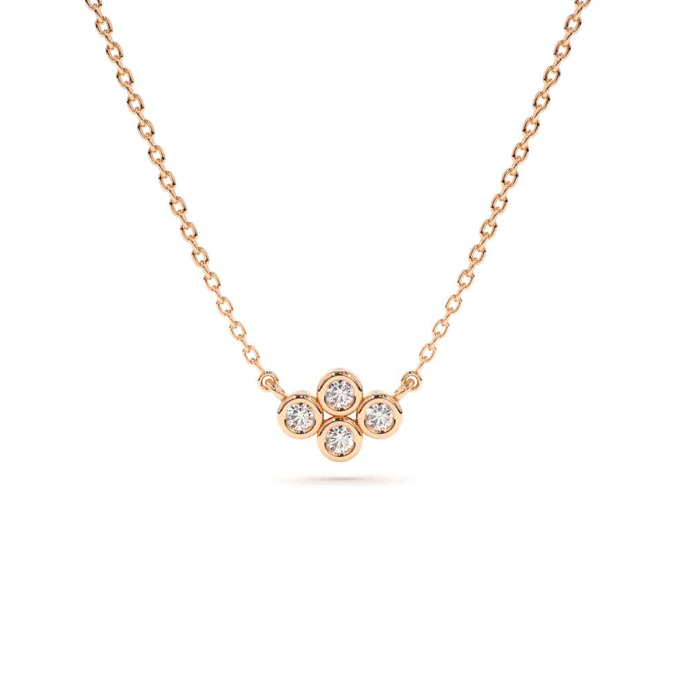 14K Gold Four Stone Diamond Cluster Necklace - view 2