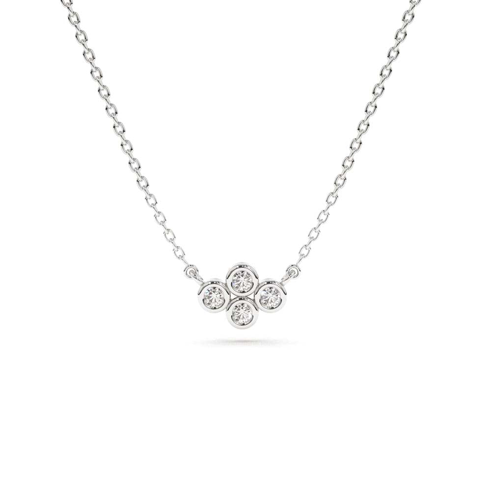 14K Gold Four Stone Diamond Cluster Necklace - view 3
