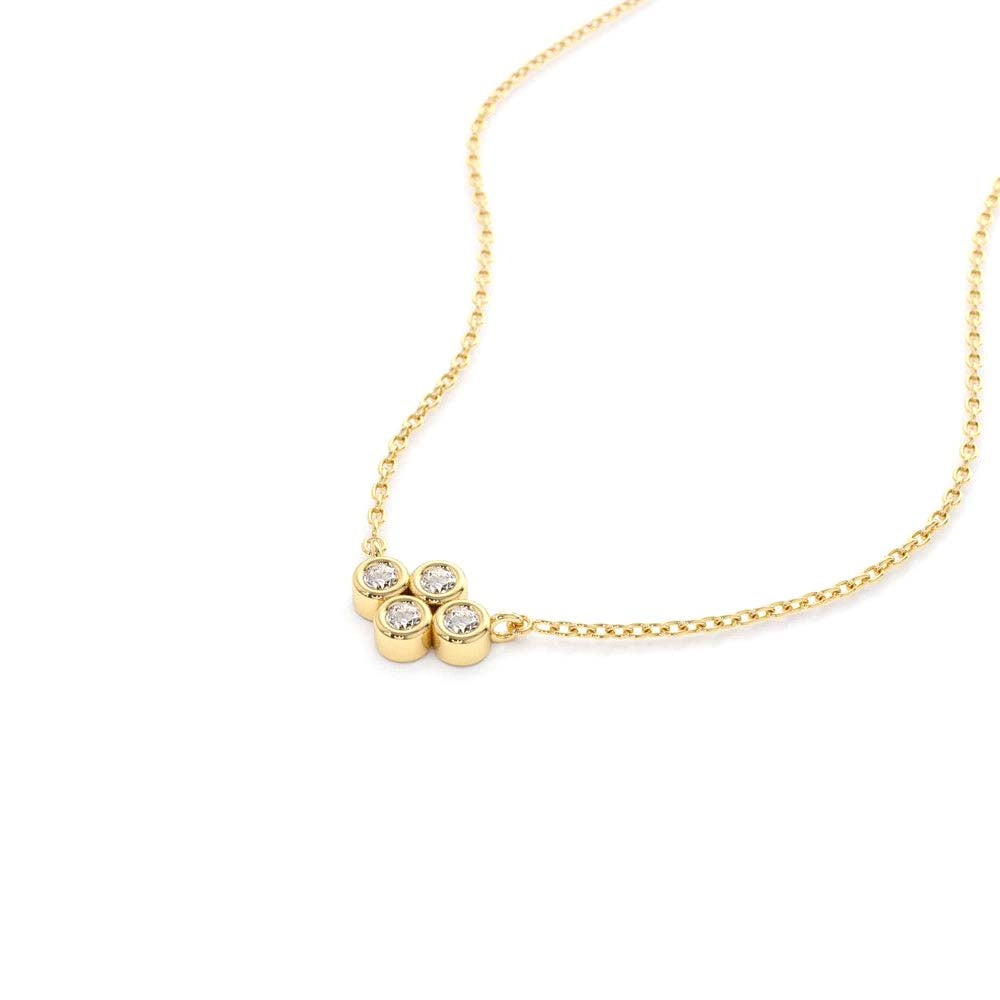 14K Gold Four Stone Diamond Cluster Necklace - view 5