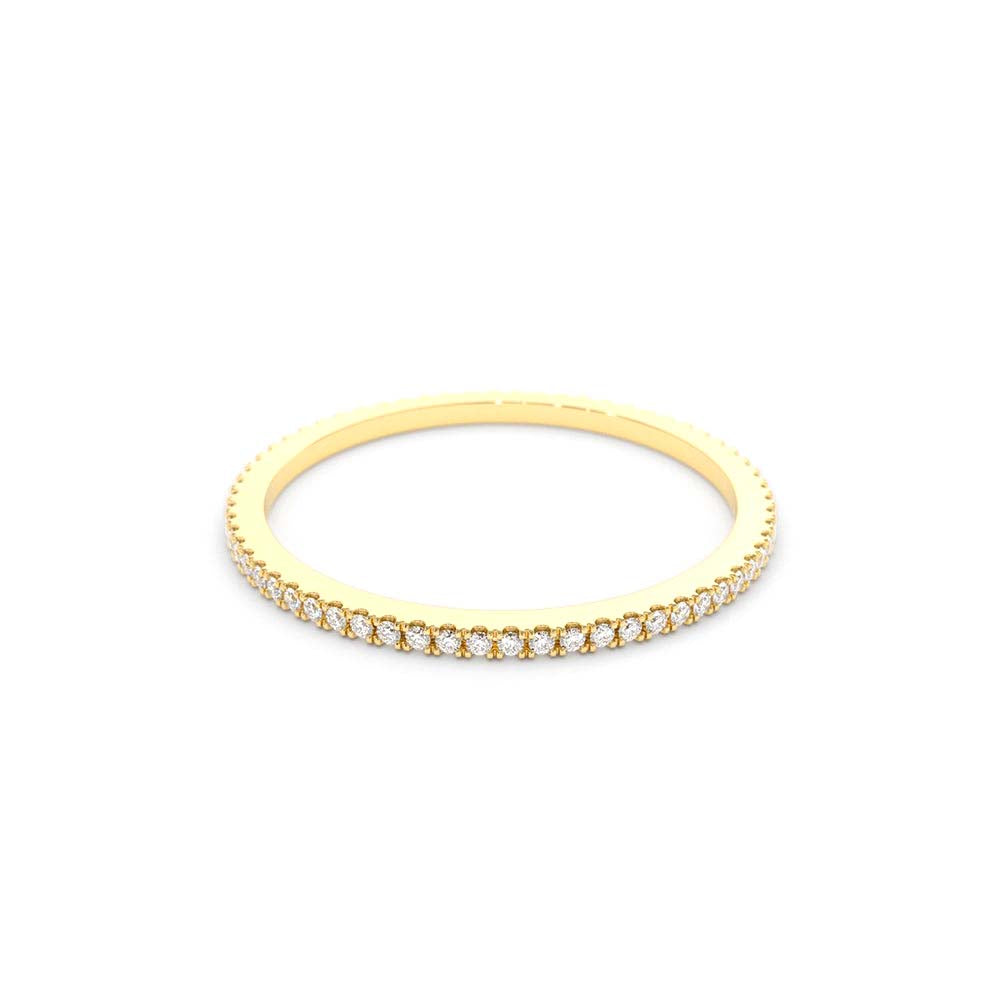 14K Ultra Thin 1MM Micro Pave Diamond Eternity Wedding Band - view 8