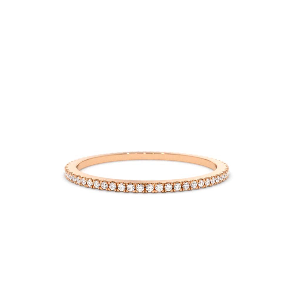 14K Gold Half Eternity Micro Pave Diamond Ring - view 6