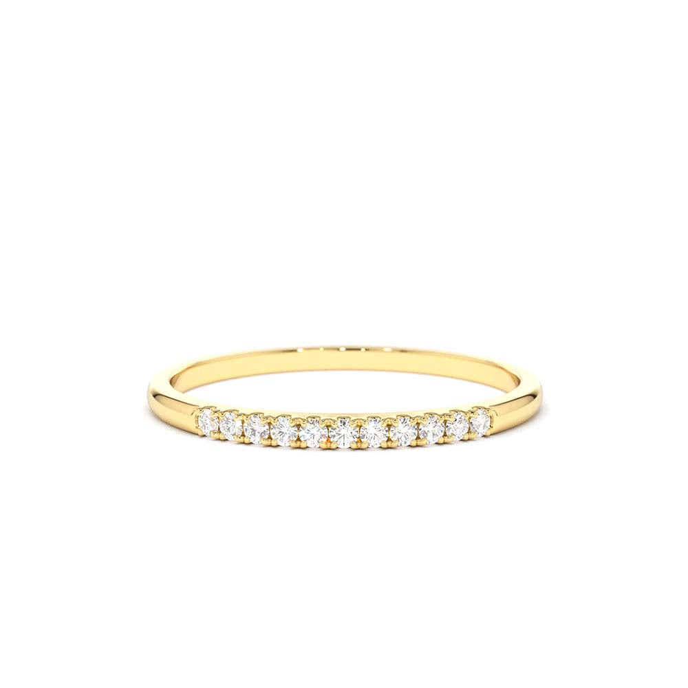 14K Gold 1.5MM Half Eternity Diamond Ring by Orlina Fine