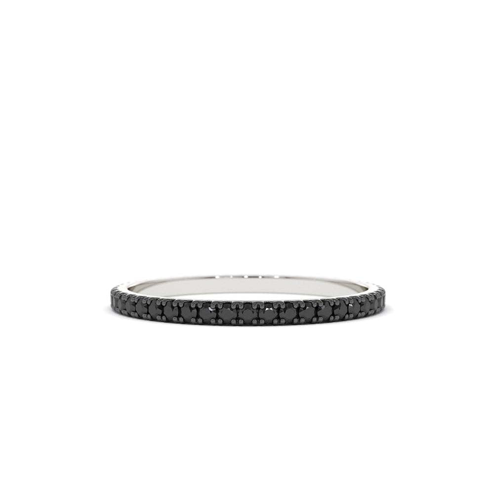 14K Gold Black Diamond Eternity Band - view 3