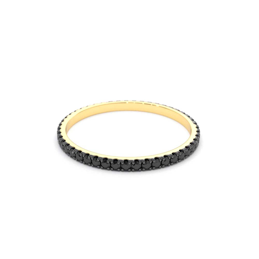 14K Gold Black Diamond Eternity Band - view 4