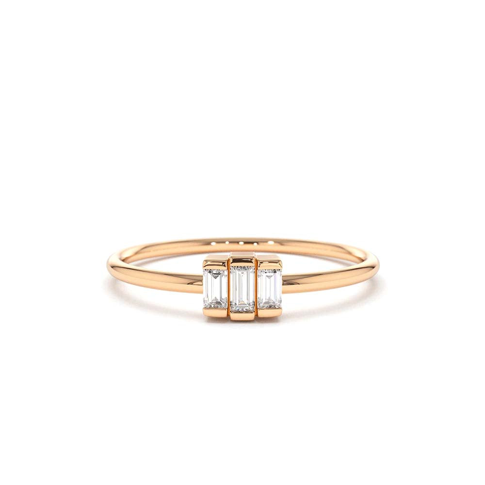 14K Gold Baguette Trio Diamond Ring - view 2
