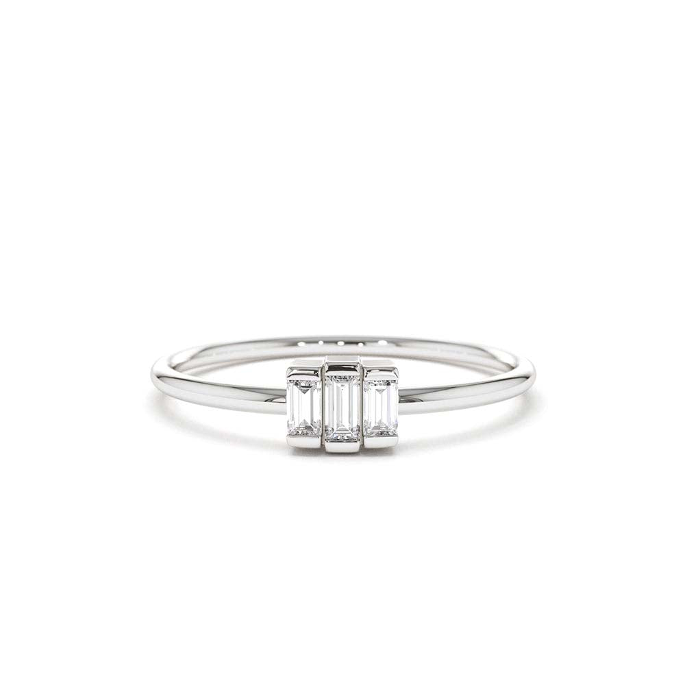 14K Gold Baguette Trio Diamond Ring - view 3