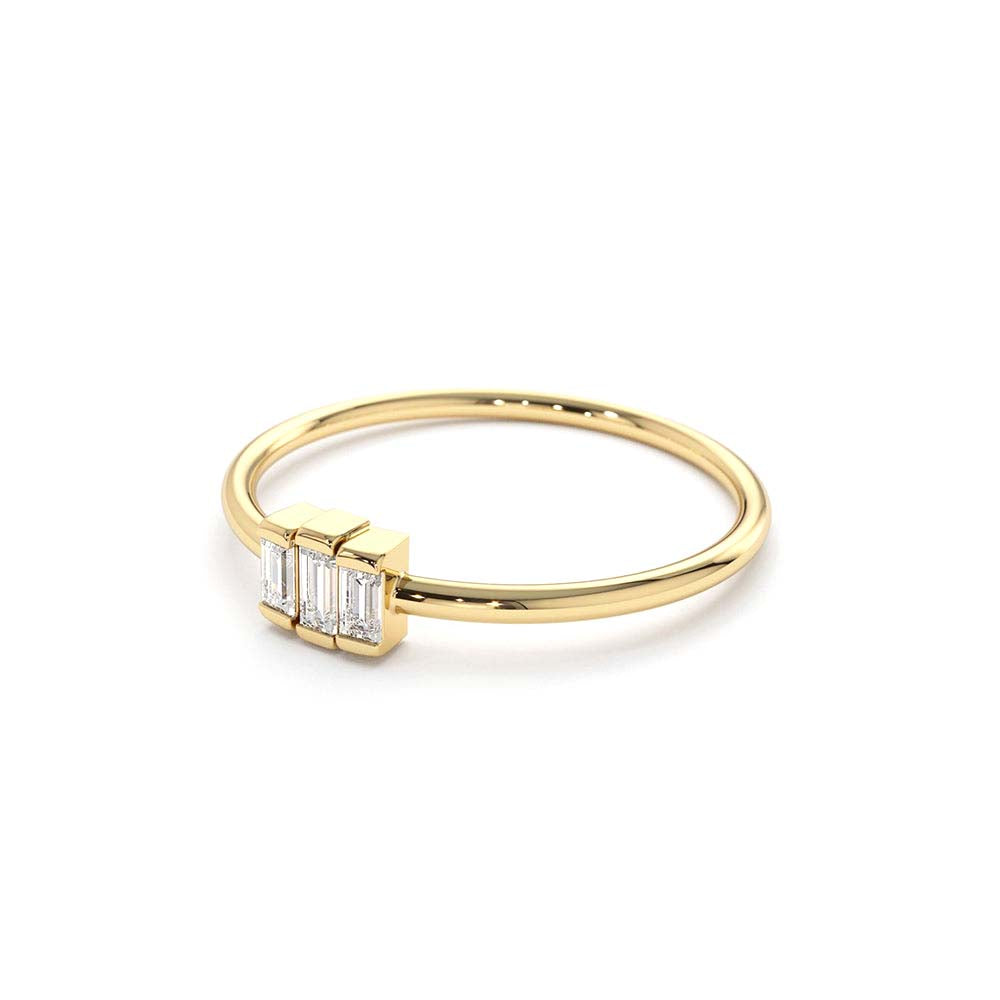 14K Gold Baguette Trio Diamond Ring - view 5