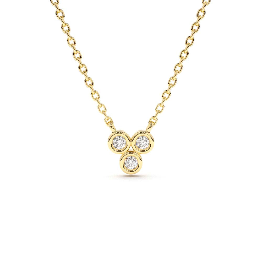 14K Bezel Set Trio Diamond Necklace by Orlina Fine