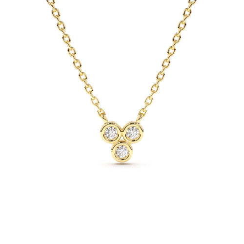 14K Bezel Set Trio Diamond Necklace by Orlina Fine
