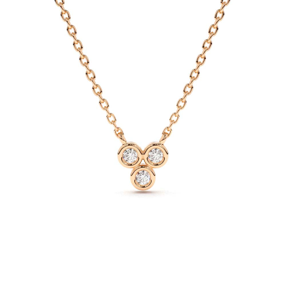 14K Bezel Set Trio Diamond Necklace - view 2