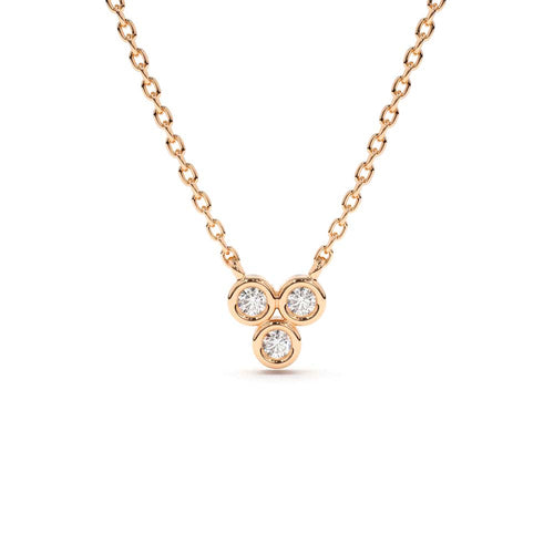 14K Bezel Set Trio Diamond Necklace - view 2