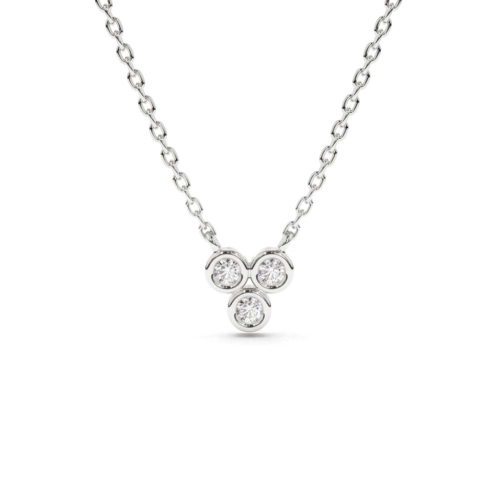 14K Bezel Set Trio Diamond Necklace - view 3