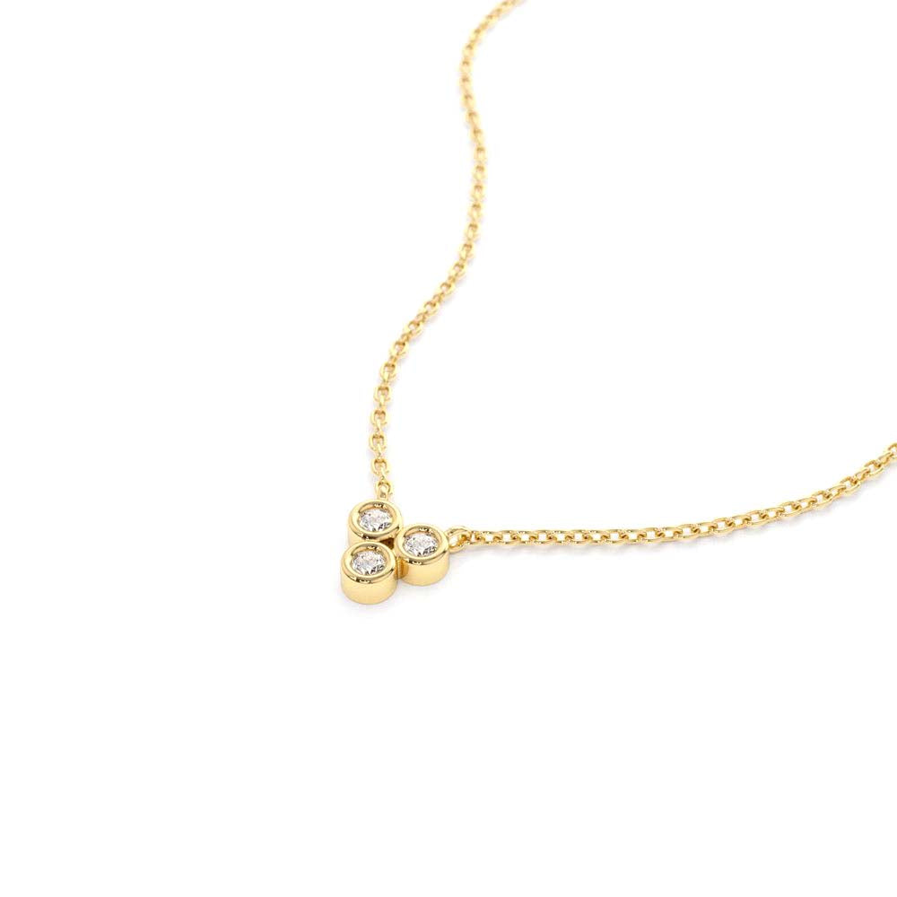 14K Bezel Set Trio Diamond Necklace - view 4