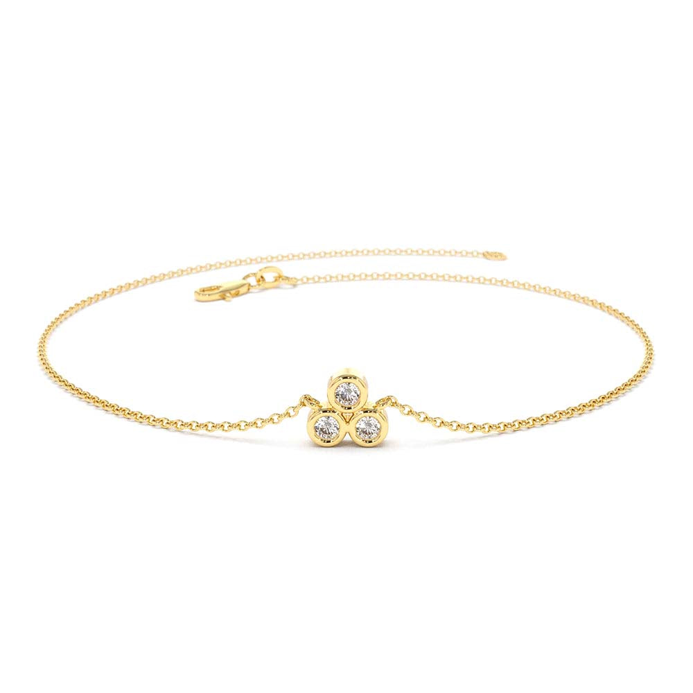 14K Gold Triangle Trio Dainty Diamond Bracelet by Orlina Fine