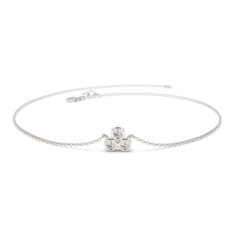 14K Gold Triangle Trio Dainty Diamond Bracelet - view 3