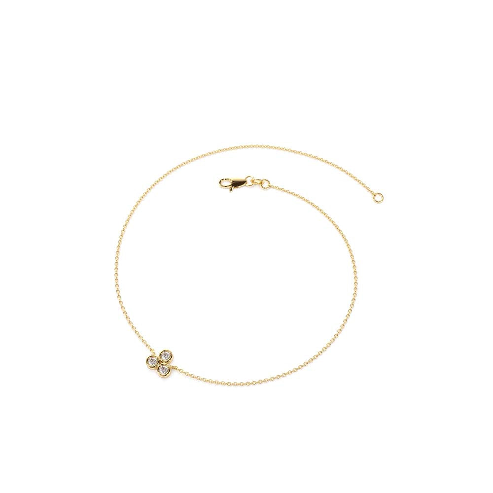 14K Gold Triangle Trio Dainty Diamond Bracelet - view 5