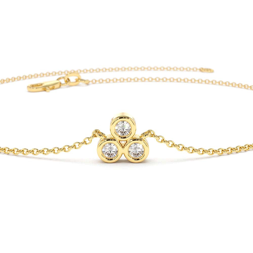 14K Gold Triangle Trio Dainty Diamond Bracelet - view 6