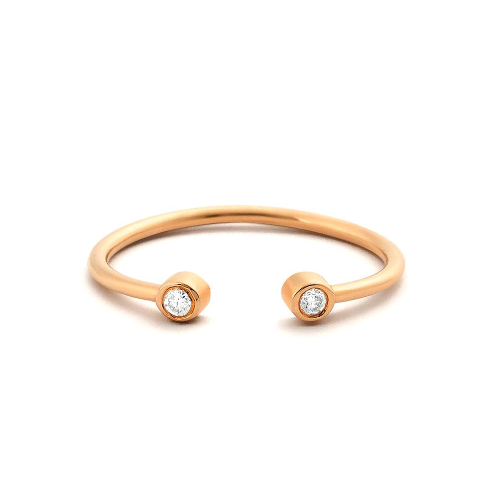 14K Double Bezel Set Open Diamond Ring - view 2