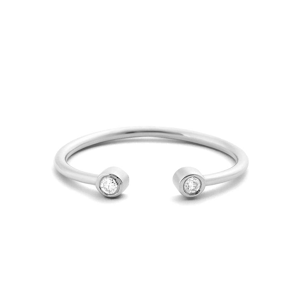 14K Double Bezel Set Open Diamond Ring - view 3