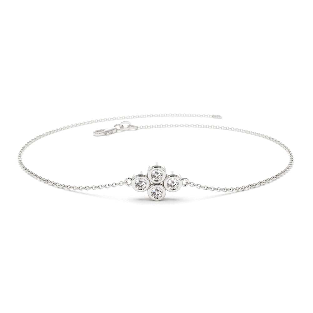 14K Gold Dainty Quad Diamond Bracelet - view 3