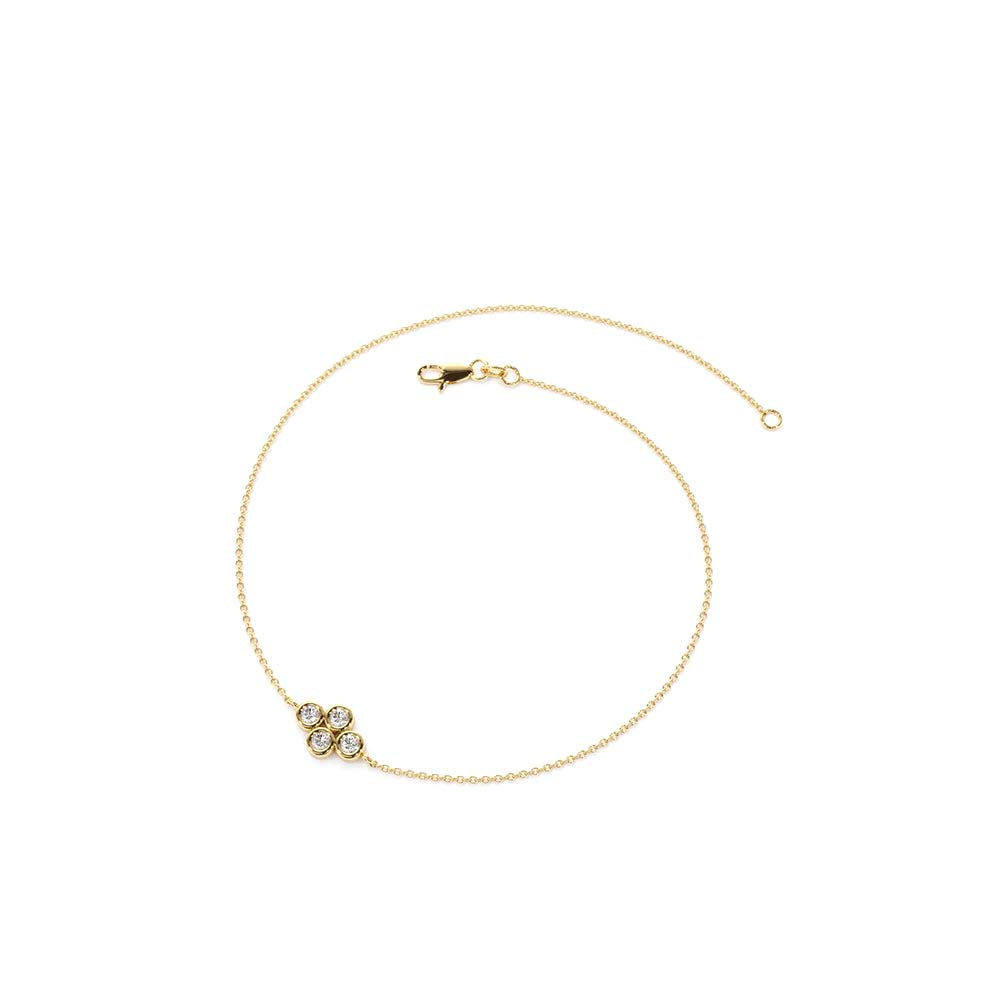 14K Gold Dainty Quad Diamond Bracelet - view 5