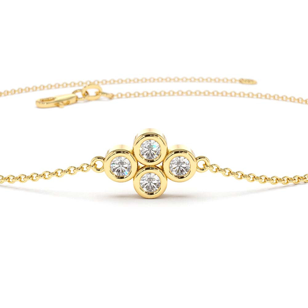14K Gold Dainty Quad Diamond Bracelet - view 6