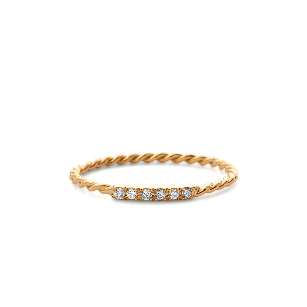 14K Gold Twisted Diamond Wedding Band - view 2