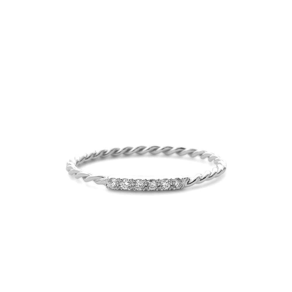 14K Gold Twisted Diamond Wedding Band - view 3