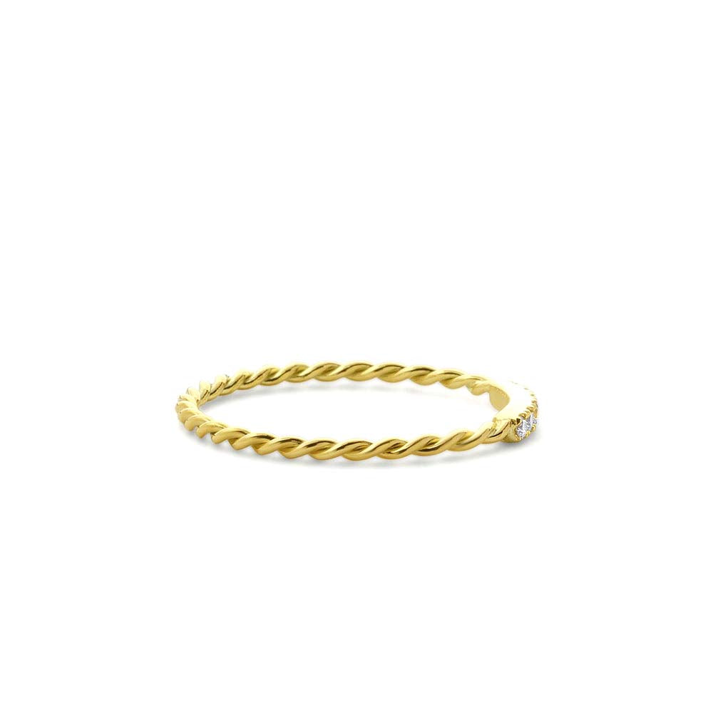 14K Gold Twisted Diamond Wedding Band - view 4